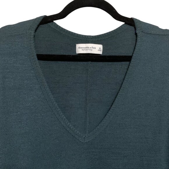 Abercrombie & Fitch Sweater Green Long Sleeve V-Neck Soft A&F Cozy XL Classic - Picture 4 of 14